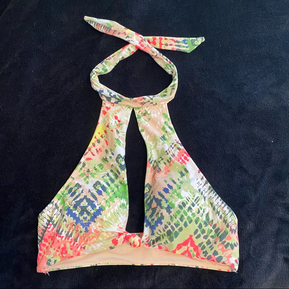 Aerie colorful bikini top high neck cutout